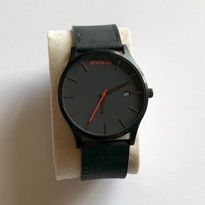 MVMT Men’s black leather watch